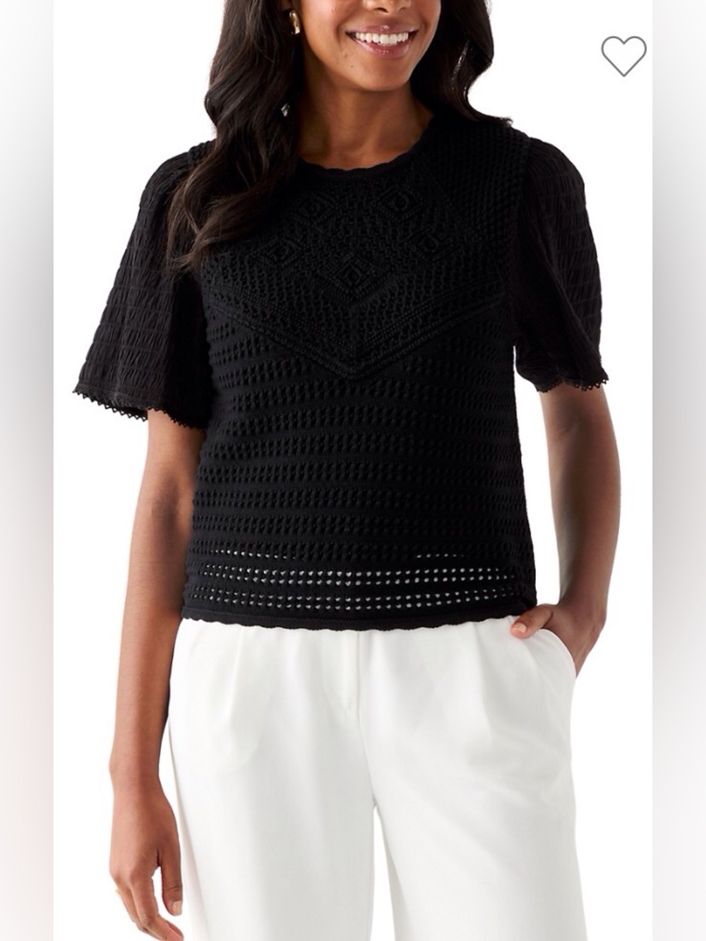 Women’s Short Sleeve Crochet Sweater